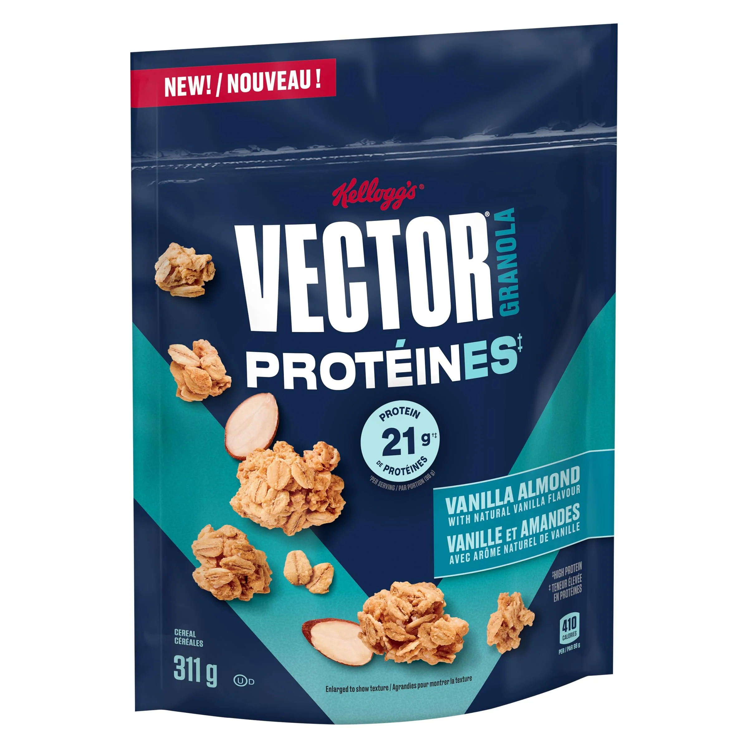 Vector Vanilla Almond Granola Cereal 2 x 311g – High Protein & High Fibre - Canadian Distribution - Ships Free Within Canada on Orders Above CAD $199 - Image 4