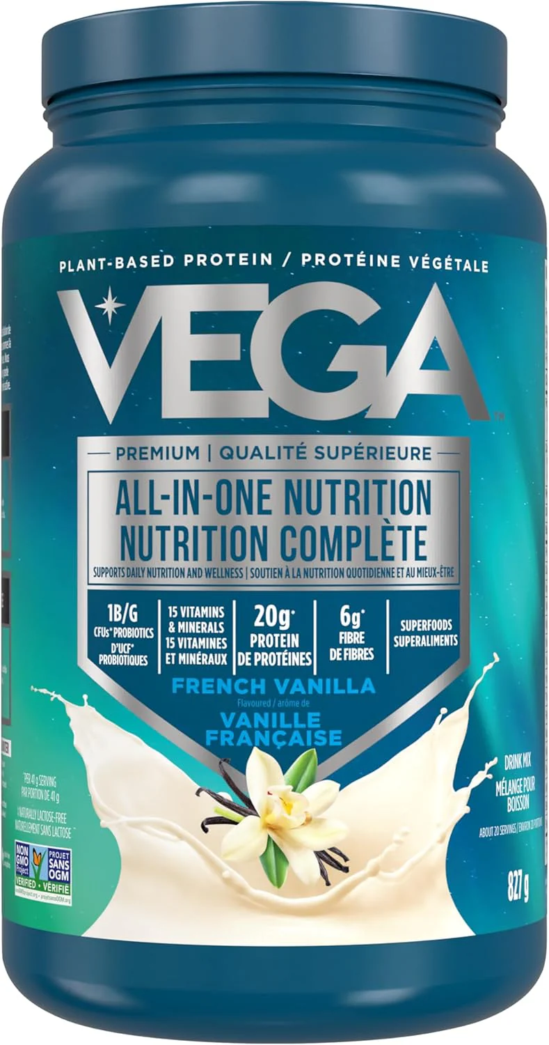 Vega – All-in-One Nutrition Shake – French Vanilla – 827 g, 20 Servings – Ships Free Within Canada on Orders Above CAD $199