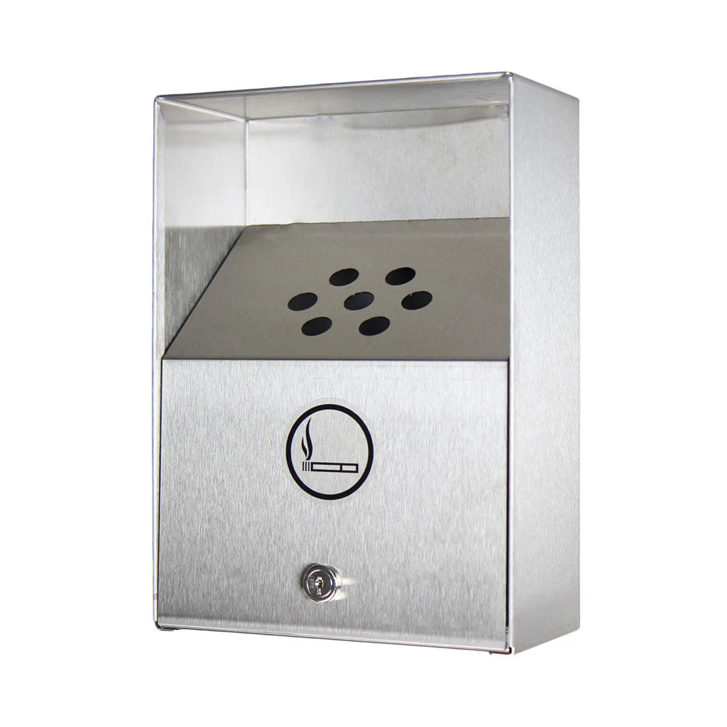 Wall Mounted Heavy-Duty Ashtray Stainless Steel - Sold By The Case - Image 2