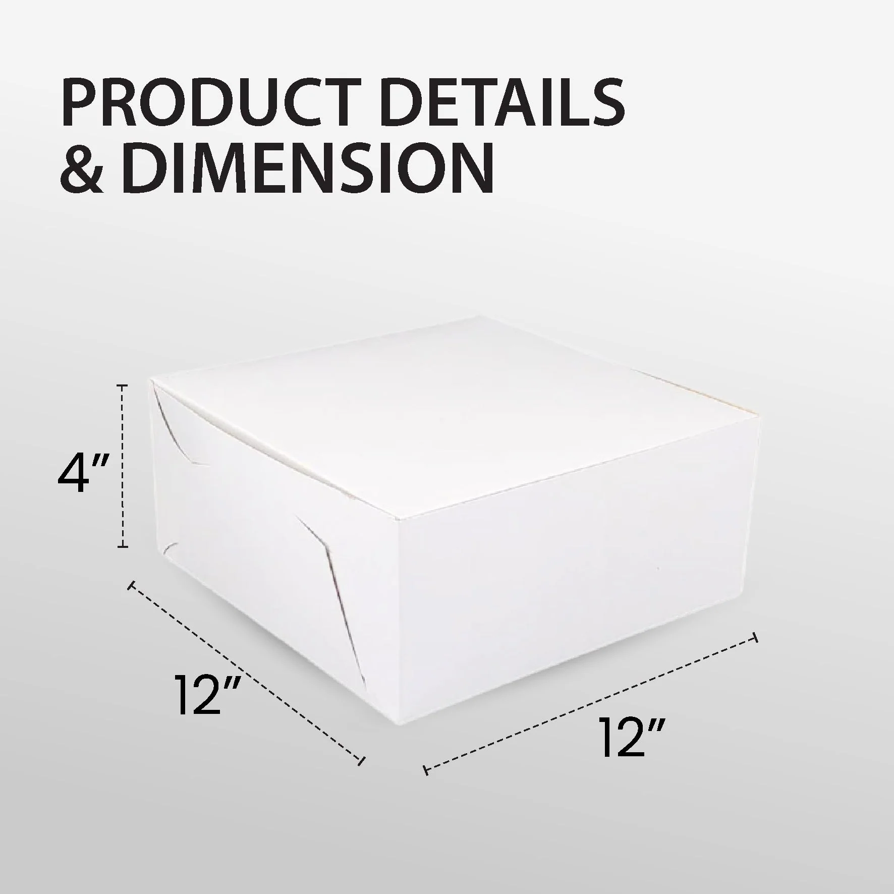 EB - White Cake Boxes - 12x12x4 - Image 2
