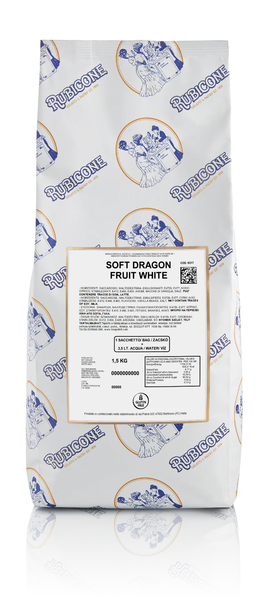 "PRE-ORDER" White Dragonfruit Soft Serve Mix - Case of 8 x 1.5 KG bags - Rubicone Canada - Ships Free Within Canada on Orders Above CAD $199