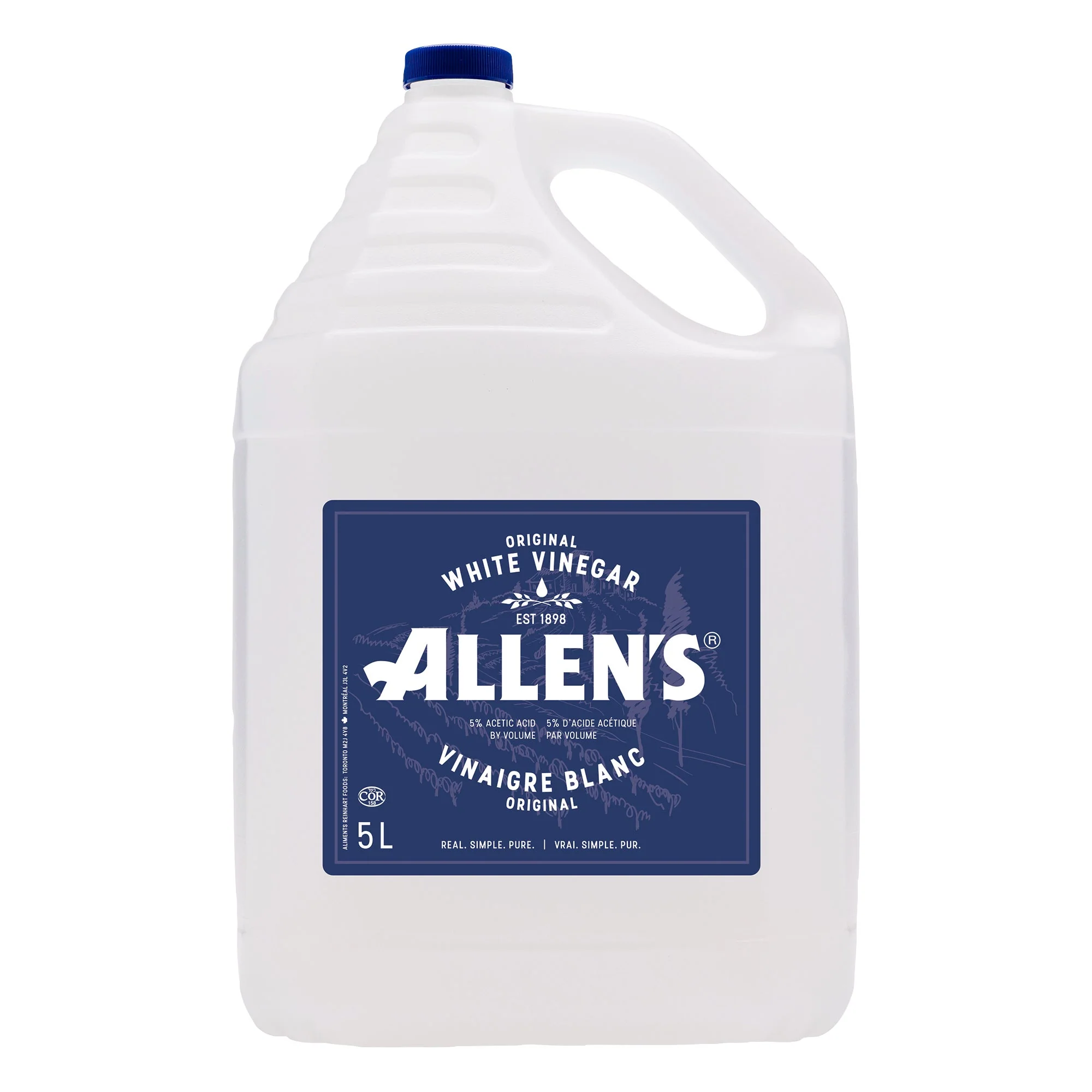 White Vinegar - 4 Cases x 2 Jugs x 5 L - Allen’s - Canadian Distribution - Ships Free Within Canada on Orders Above CAD $199