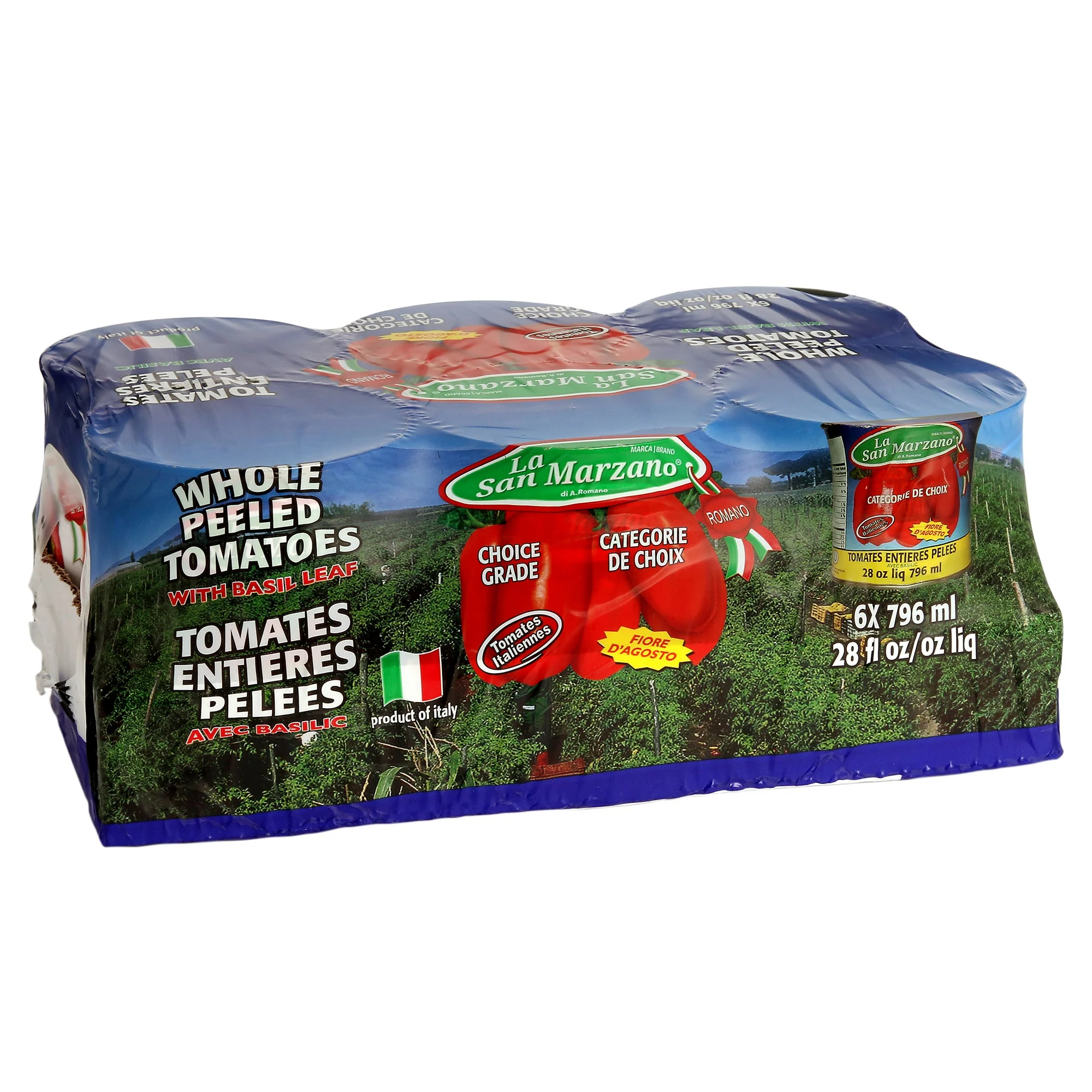 Whole Peeled Italian Tomatoes - 4 Cases x 6 Cans x 796 mL - La San Marzano - Canadian Distribution - Ships Free Within Canada on Orders Above CAD $199