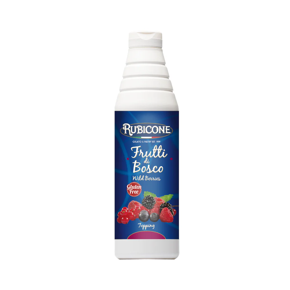 "PRE-ORDER" Wild Berries (Mixed Berry) Topping - 1 KG Squeeze Bottle - Rubicone Canada - Ships Free Within Canada on Orders Above CAD $199