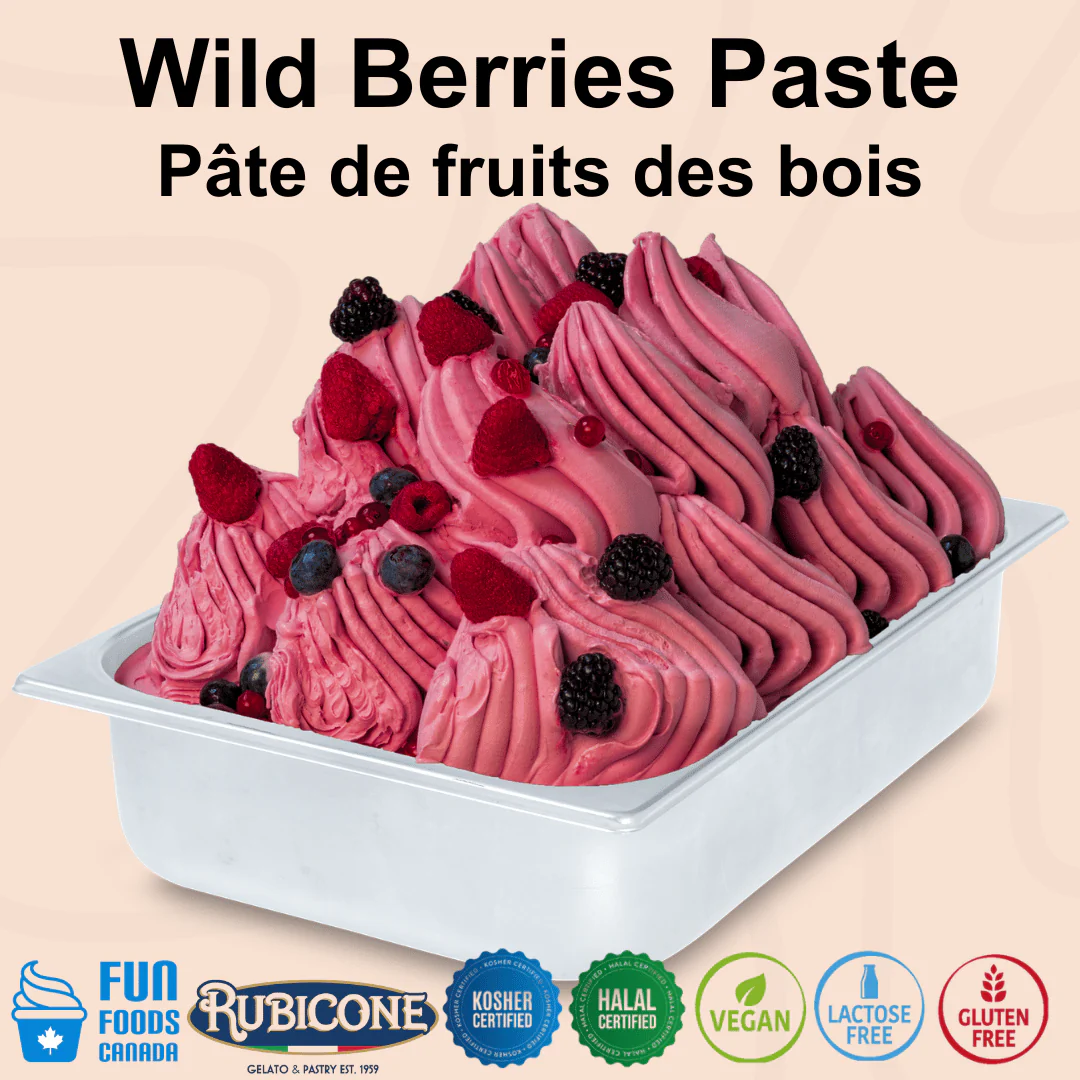 "PRE-ORDER" Wild Berries Paste - Fruit Gelato Pastes - Case of 2 x 3 KG Buckets - Rubicone Canada - Ships Free Within Canada on Orders Above CAD $199