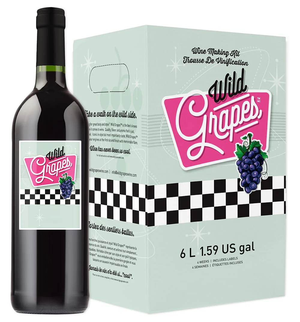 Wild Grapes – DIY Wine Making Kit – Cabernet Sauvignon Style – 30 Bottles / 23L – Complete Kit - Canadian Distribution - Ships Free Within Canada on Orders Above CAD $199