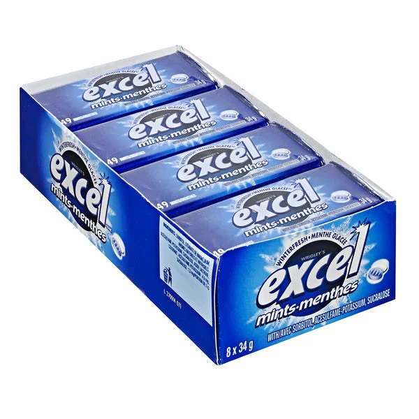 Winterfresh Mints - 4 x Packs of 8 - Excel - Canadian Distribution - Ships Free Within Canada on Orders Above CAD $199