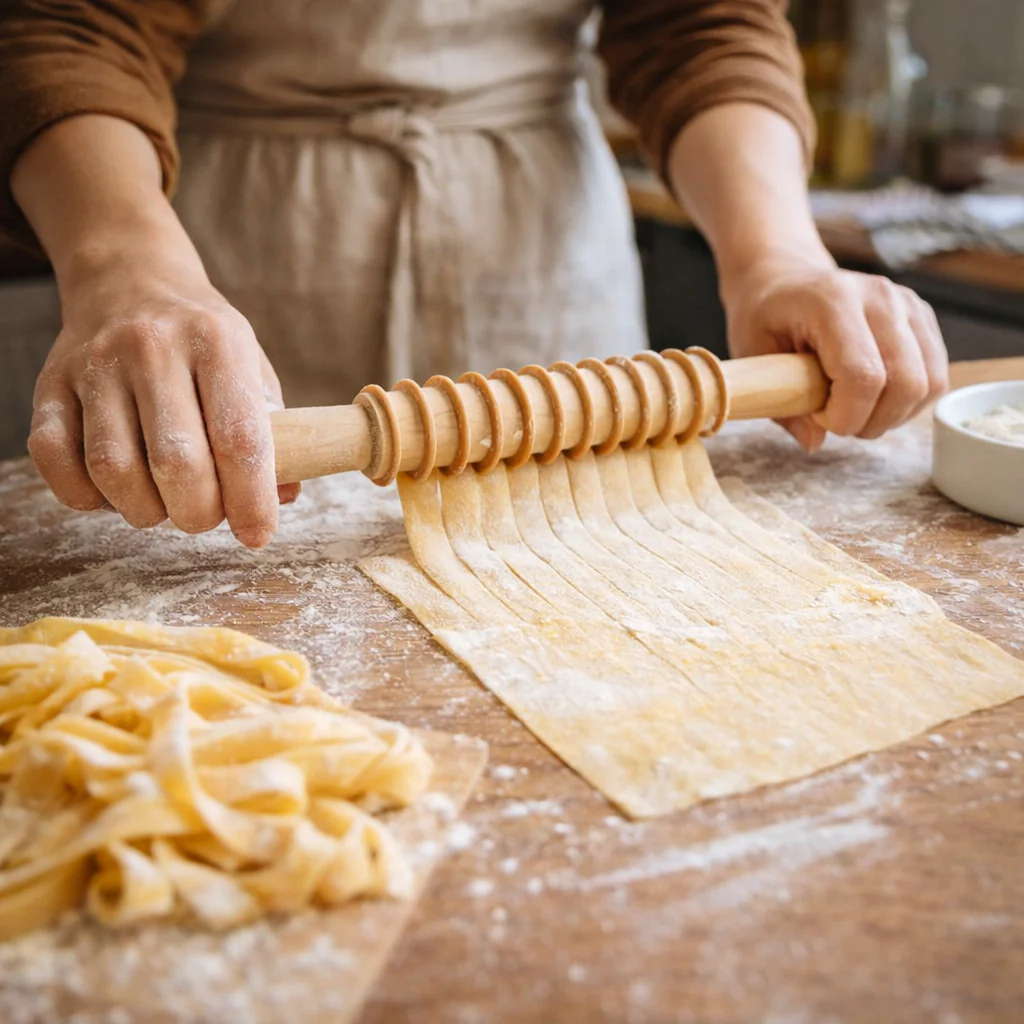 Wooden Pappardelle Pasta Cutter – Mattarello Roller for Wide Noodles - Canadian Distribution - Ships Free Within Canada on Orders Above CAD $199 - Image 2