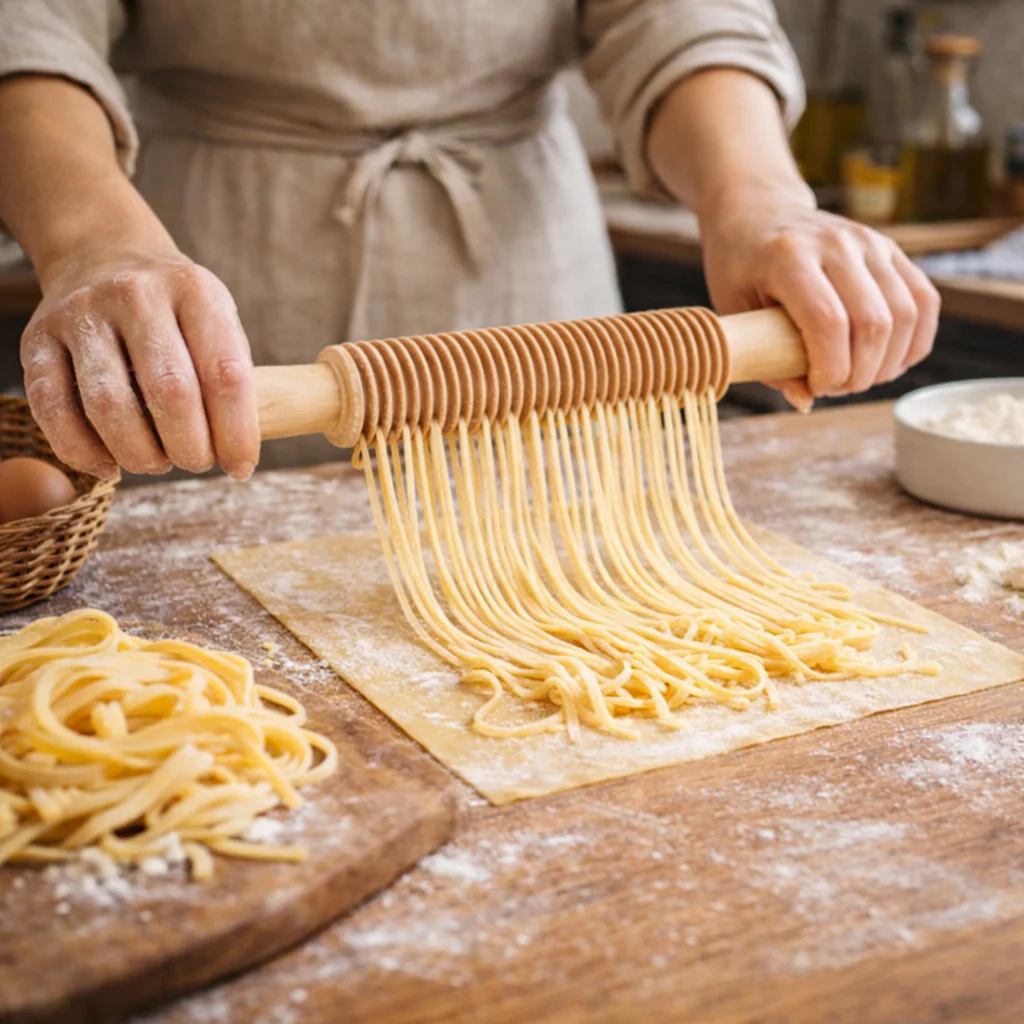 Wooden Spaghetti Pasta Cutter – Mattarello Roller for Thin Noodles - Canadian Distribution - Ships Free Within Canada on Orders Above CAD $199 - Image 2