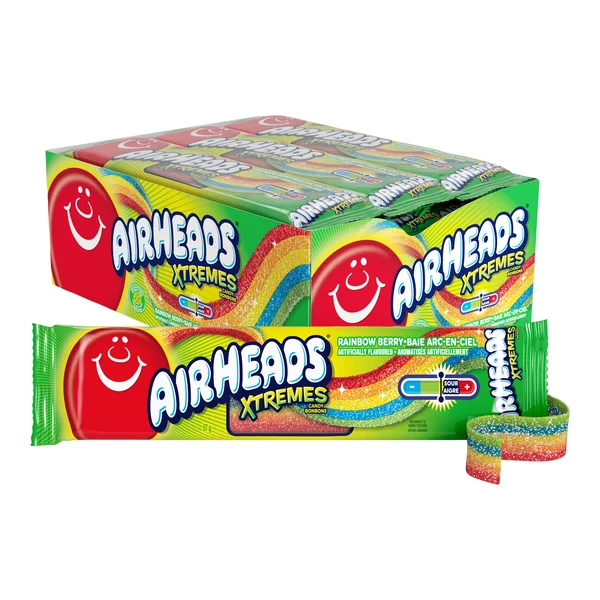Xtreme Rainbow Belts - 4 Cases x 18 Belts x 57 g - Airheads - Canadian Distribution - Ships Free Within Canada on Orders Above CAD $199