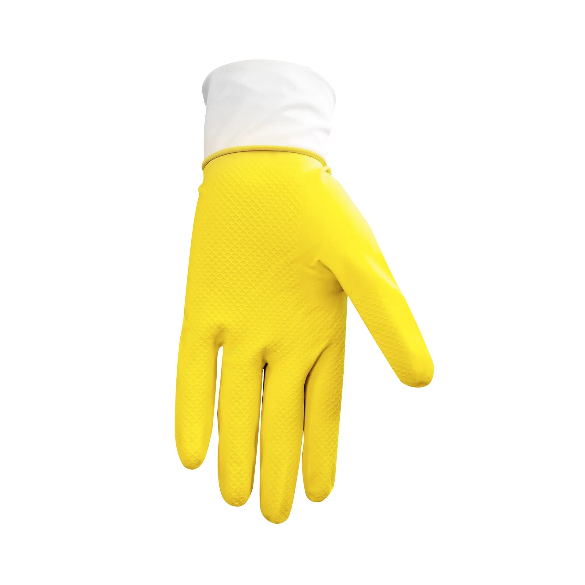 Yellow Flocklined Rubber Gloves - Sold By The Case - Image 3