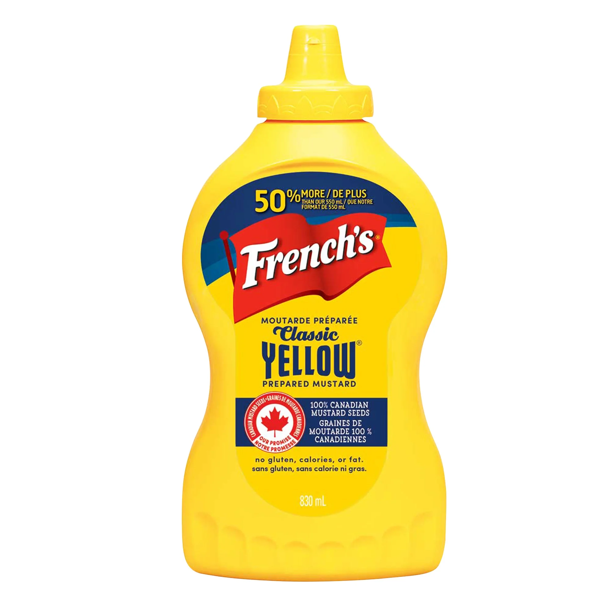 Yellow Mustard - 4 Cases x 2 Bottles x 830 mL - French’s - Canadian Distribution - Ships Free Within Canada on Orders Above CAD $199