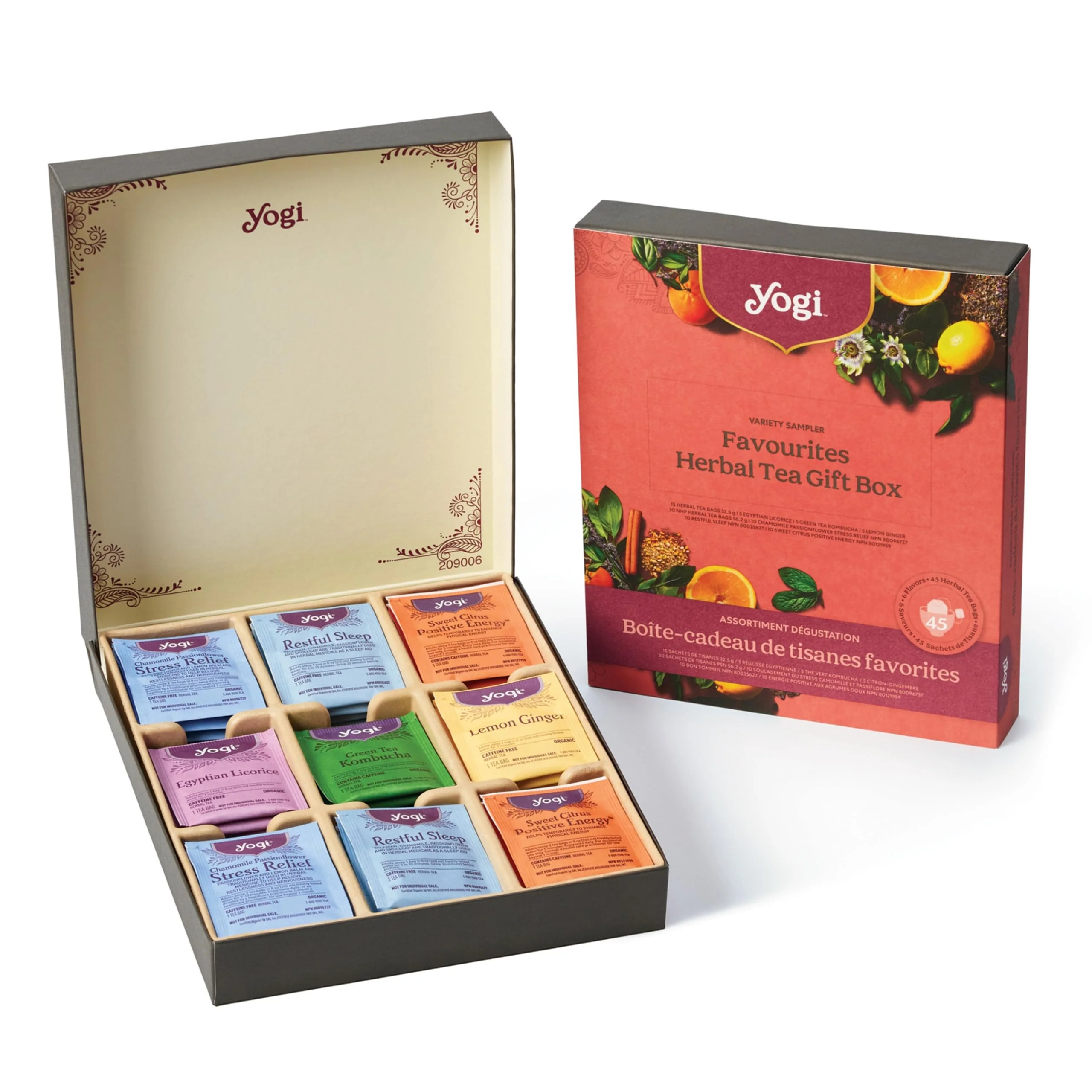 Yogi – Organic Tea Sampler – Assorted Wellness Teas – 45 Bags - Canadian Distribution - Ships Free Within Canada on Orders Above CAD $199