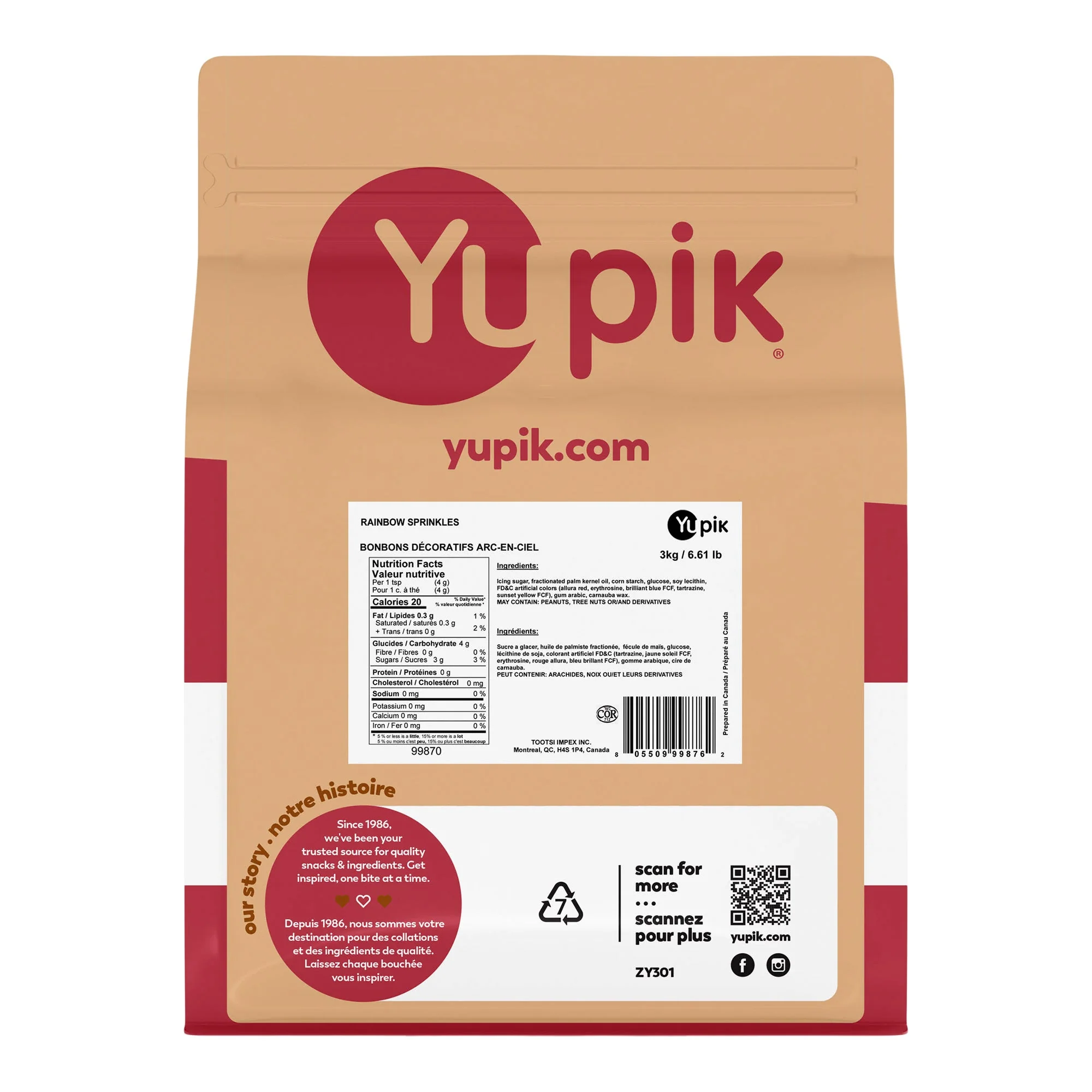 Yupik Rainbow Sprinkles - 4 x 3 kg - Grocery and Food Items - Canadian Distribution - Ships Free Within Canada on Orders Above CAD $199