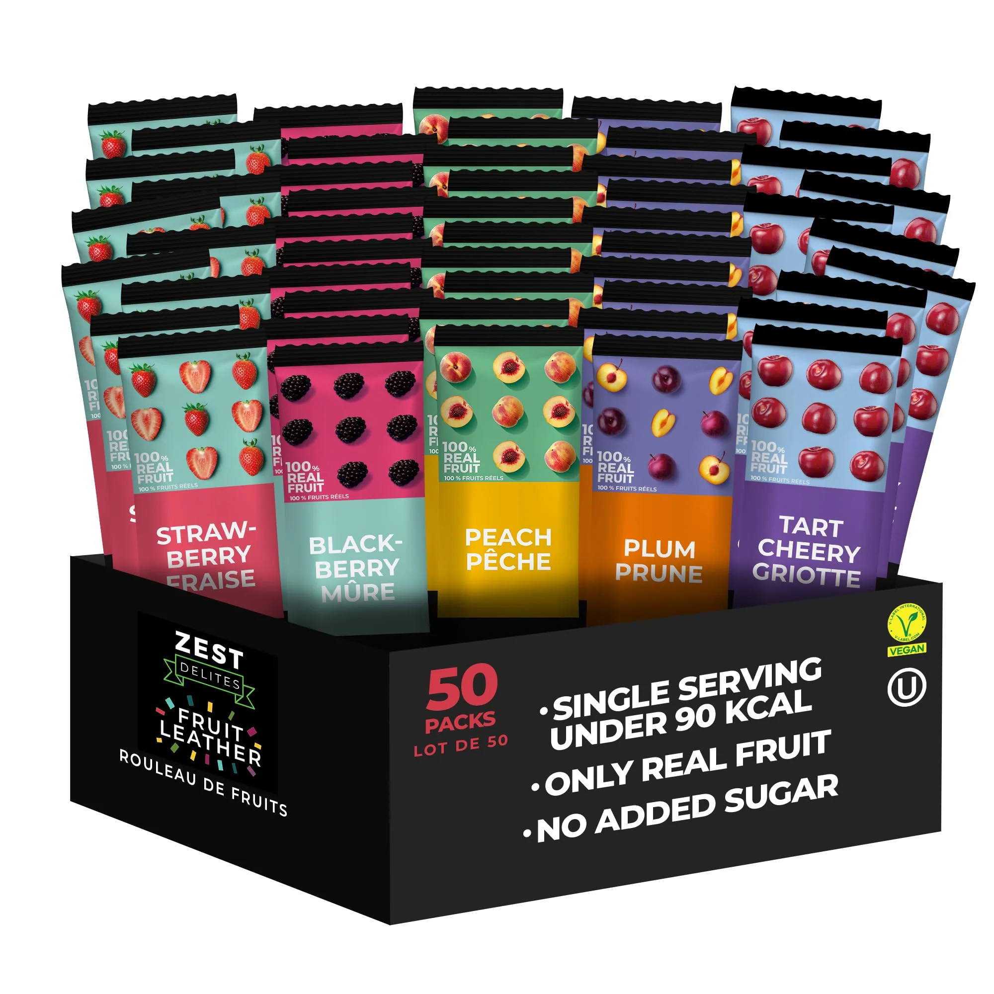Zest Delites โ Fruit Leather Lavashak โ Mixed Fruit โ 50 ร 25g โ Individually wrapped - Canadian Distribution - Ships Free Within Canada on Orders Above CAD $199